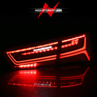 Thumbnail for ANZO 2012-2018 Audi A6 LED Taillight Black Housing Red/Clear Lens 4 pcs (Sequential Signal)