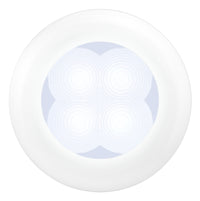 Thumbnail for Hella 0500 Series Slim Line White 12V DC Round Soft LED Courtesy Light w/ White Plastic Rim