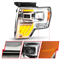 Thumbnail for ANZO 09-14 Ford F-150 Full LED Proj Headlights w/Initiation Feature - Chrome