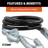 Thumbnail for RockJock Curt Towing Safety Cable Kit 44 1/2in Long w/ 2 Snap Hooks 5000lbs 2-Pack