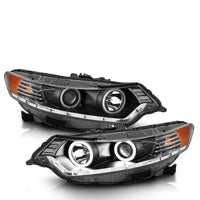 Thumbnail for ANZO 2009-2012 Acura Tsx Projector Headlights w/ Halo Black (CCFL) (HID Compatible)