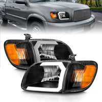 Thumbnail for ANZO 00-04 Toyota Tundra (Fits Reg/Acc Cab Only) Crystal Headlights w/Light Bar Black w/Corner Light