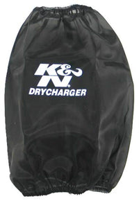 Thumbnail for K&N Round Tapered Drycharger Air Filter Wrap-Black 7.5in Base ID x 4.5in Top ID x 9in H
