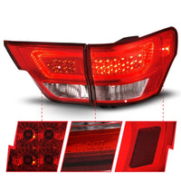 Thumbnail for ANZO 11-13 Jeep Grand Cherokee LED Taillights w/ Lightbar Chrome Housing Red/Clear Lens 4pcs