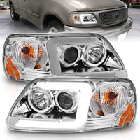 Thumbnail for ANZO 1997-2003 Ford F-150 Projector Headlights w/ Light Bar Chrome Housing