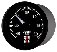 Thumbnail for Autometer Stack 52mm -1 to +2 Bar (Incl T-Fitting) Pro Stepper Motor Boost Pressure Gauge - Black