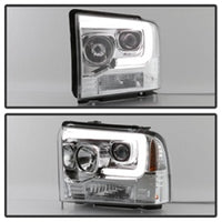 Thumbnail for Spyder 05-07 Ford F250/350/450 SD Ver 2 Proj Headlights - Light Bar DRL - Black PRO-YD-FS05V2-LB-C