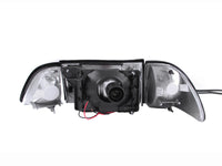 Thumbnail for ANZO 1987-1993 Ford Mustang Crystal Headlights Chrome w/ Corner Lights 2pc
