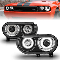 Thumbnail for ANZO 2008-2014 Dodge Challenger Projector Headlights w/ Halo Black (CCFL)