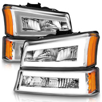 Thumbnail for ANZO 2003-2006 Chevrolet Silverado 1500 Crystal Headlights w/ Light Bar Chrome Housing