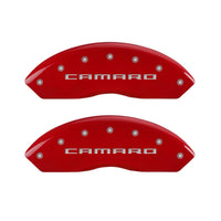 Thumbnail for MGP 4 Caliper Covers Engraved Front Gen 5/Camaro Engraved Rear Gen 5/RS Red finish silver ch
