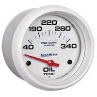 Thumbnail for Autometer Marine White Air-Core Electric Oil Temperature Gauge 2-5/8in 140-300 Deg F