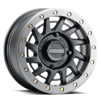 Thumbnail for Raceline A12BG Squad 15x7in/4x156 BP/10mm Offset/132.5mm Bore - Black & Gunmetal Ring Beadlock Wheel