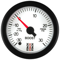 Thumbnail for Autometer Stack 52mm -30INHG to +30 PSI (Incl T-Fitting) Pro Stepper Motor Boost Press Gauge - White