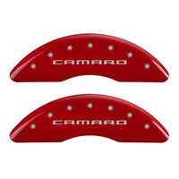 Thumbnail for MGP 4 Caliper Covers Engraved Front Gen 5/Camaro Engraved Rear Gen 5/SS Red finish silver ch