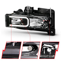 Thumbnail for ANZO 1999-2000 Cadillac Escalade Crystal Headlights Light Bar Black Housing (Pair)