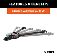 Thumbnail for RockJock Curt Tow Bar with Adjustable Width Arms Car Mount 2in Ball 5000lbs