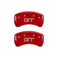 Thumbnail for MGP 4 Caliper Covers Engraved Front Mustang Engraved Rear GT Red finish silver ch