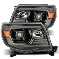 Thumbnail for AlphaRex 05-11 Toyota Tacoma LUXX LED Projector Headlights Plank Style Alpha Black w/Activ Light/DRL