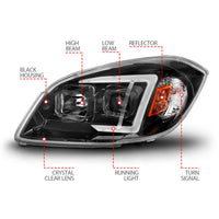 Thumbnail for ANZO 05-10 Chevrolet Cobalt / 07-10 Pontiac G5 LED Projector Headlights w/ Seq Black Housing