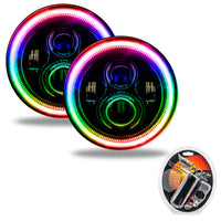 Thumbnail for Oracle 7in High Powered LED Headlights - Black Bezel - ColorSHIFT SEE WARRANTY