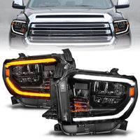 Thumbnail for ANZO 14-21 Toyota Tundra (OE Halogen w/LED DRL) LED Crystal Headlights w/ Switchback & DRL - Blk