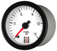 Thumbnail for Autometer Stack 52mm 0-15 PSI 1/8in NPTF Male Pro Stepper Motor Fuel Pressure Gauge - White