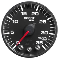 Thumbnail for Autometer Spek-Pro Gauge Boost 2 1/16in 35psi Stepper Motor W/Peak & Warn Black/Black