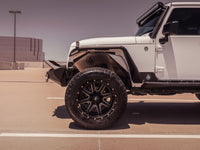 Thumbnail for Road Armor 07-18 Jeep Wrangler JK Stealth Front Fender Flare Body Armor w/LED DRL - Tex Blk