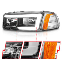 Thumbnail for Anzo 99-17 GMC Sierra/Denali Headlights Black Amber (w/C Light Bars)