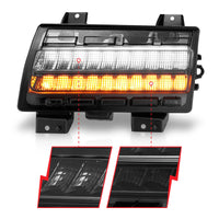 Thumbnail for ANZO 2018-2021 Jeep Wrangler LED Side Markers Chrome Housing Smoke Lens w/ Seq. Signal Low Config