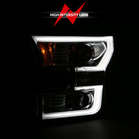 Thumbnail for ANZO 2015-2017 Ford F-150 Projector Headlights w/ Plank Style Switchback Chrome w/ Amber