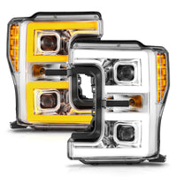 Thumbnail for ANZO 17-19 Ford F-250/350/450 SD (w/o Factory LED HL) LED Proj Headlights w/Light Bar Switchback Chr
