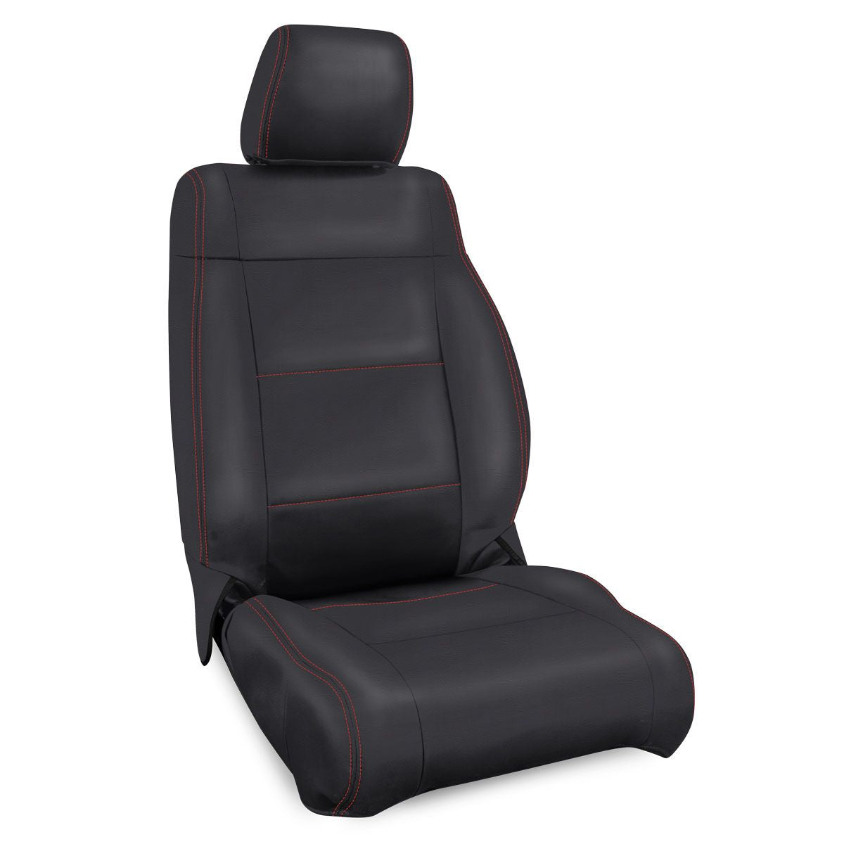 PRP 07-10 Jeep Wrangler JK Front Seat Covers/2 door or 4 door (Pair) - Black with Red Stitching