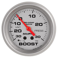 Thumbnail for AutoMeter Marine Vac/Boost Gauge 2 5/8in  30INHG 30PSI Mechanical- Silver