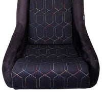 Thumbnail for NRG FRP Bucket Seat (Black w/ Multi Color Geometric Pattern) - Large