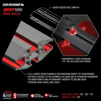 Thumbnail for Go Rhino SRM 500 Flat Rack 35in. - Tex. Blk (Incl. Clamps - Mounts to Many Styles of Cross Bars)