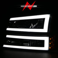 Thumbnail for ANZO 2003-2006 Chevrolet Silverado 1500 Crystal Headlights w/ Light Bar Black Housing
