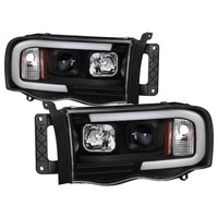 Thumbnail for Spyder 02-05 Dodge Ram 1500 Light Bar Projector Headlights - Black (PRO-YD-DR02V2-LB-BK)
