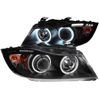 Thumbnail for ANZO 2006-2008 BMW 3 Series E90-E91 Projector Headlights w/ Halo w/ LED Bar Black (CCFL)