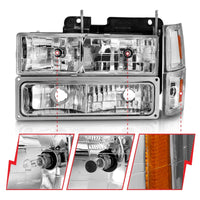 Thumbnail for ANZO 88-98 Chevrolet C1500 Crystal Headlights Chrome w/ Signal and Side Marker Lights