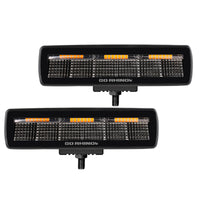 Thumbnail for Go Rhino Xplor Blackout Combo Series Sixline LED Flood Lights w/Amber (Surface Mount) - Blk (Pair)