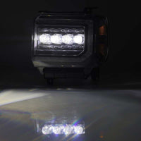 Thumbnail for AlphaRex 14-18 GMC Sierra NOVA LED Proj Headlights Plank Style Black w/Activ Light/Seq Signal/DRL