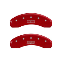 Thumbnail for MGP 4 Caliper Covers Engraved Front & Rear Trailblazer style/SS Red finish silver ch