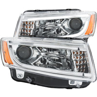 Thumbnail for ANZO 2014-2015 Jeep Grand Cherokee Projector Headlights w/ Plank Style Design Chrome