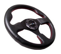 Thumbnail for NRG Reinforced Steering Wheel (320mm) Leather w/Red Stitch