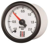 Thumbnail for Autometer Stack 52mm -1 to +2 Bar (Incl T-Fitting) Pro Stepper Motor Boost Pressure Gauge - White