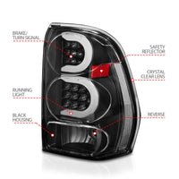 Thumbnail for ANZO 2002-2009 Chevrolet Trailblazer LED Tail Lights w/ Light Bar Black Housing Clear Lens