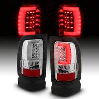 Thumbnail for ANZO 1994-2001 Dodge Ram 1500 LED Taillights Plank Style Chrome w/ Clear Lens