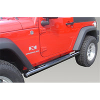 Thumbnail for Rugged Ridge 3-In Round Side Steps Black 07-18 2-Door Jeep Wrangler